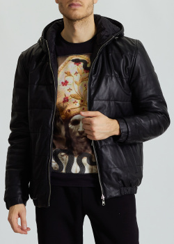 Двостороння куртка AGF Marostica зі шкіри чорного кольору, фото